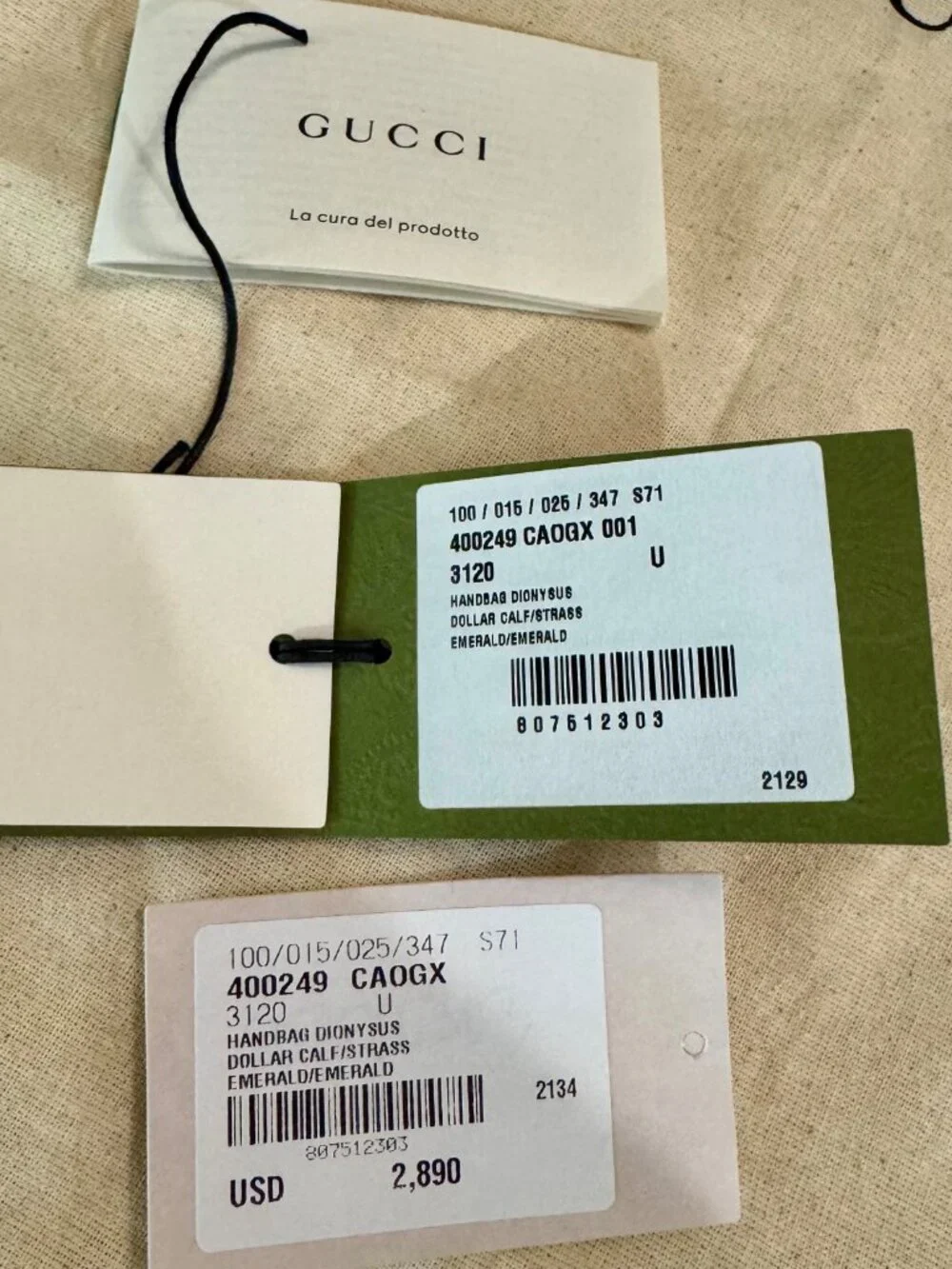 GUCCI Handbag Dionysus Dollar Calf/Strass Emerald #400249 CAOGX
